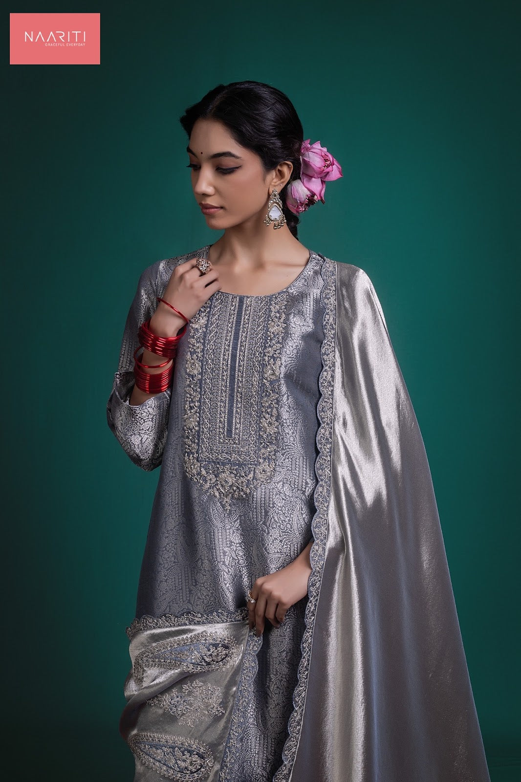 Shadeen 127 Naariti Silk Jacquard Pant Style Suits Supplier Gujarat