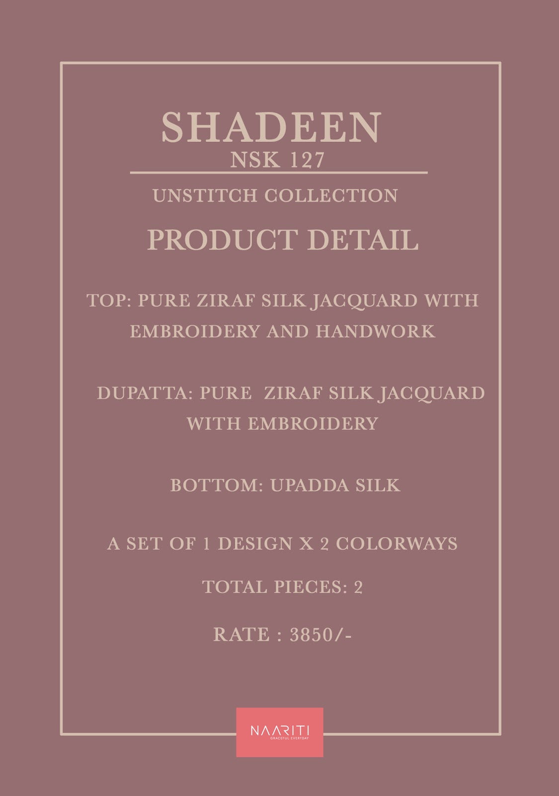 Shadeen 127 Naariti Silk Jacquard Pant Style Suits Supplier Gujarat