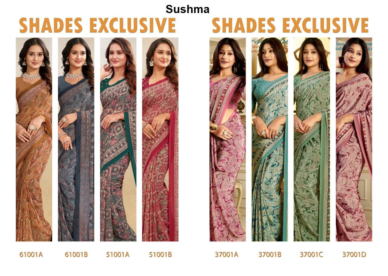 Shades Exclusive Sushma Georgette Sarees Manufacturer Ahmedabad