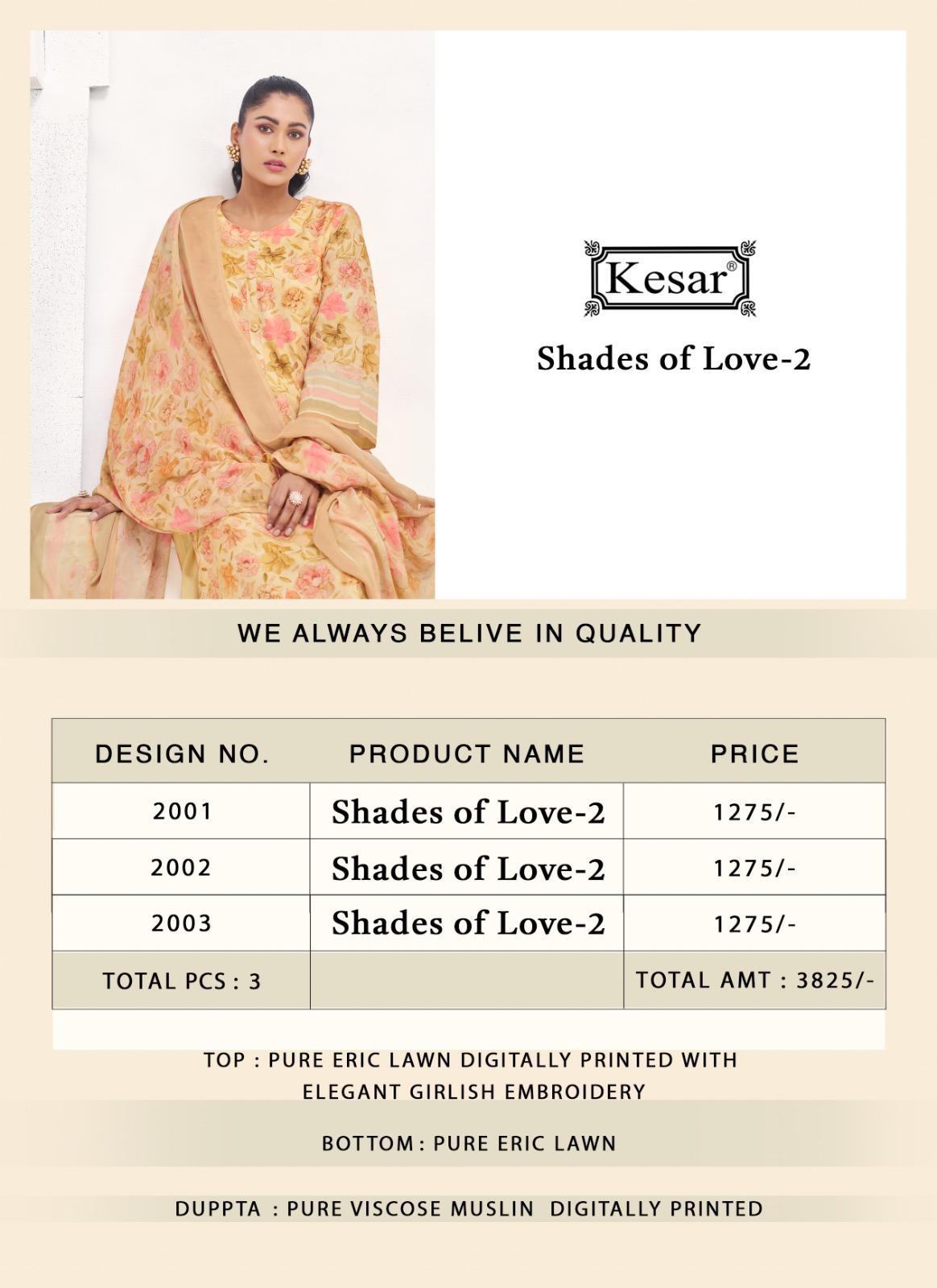 Shades Of Love 2 Kesar Pure Lawn Pant Style Suits Supplier Ahmedabad