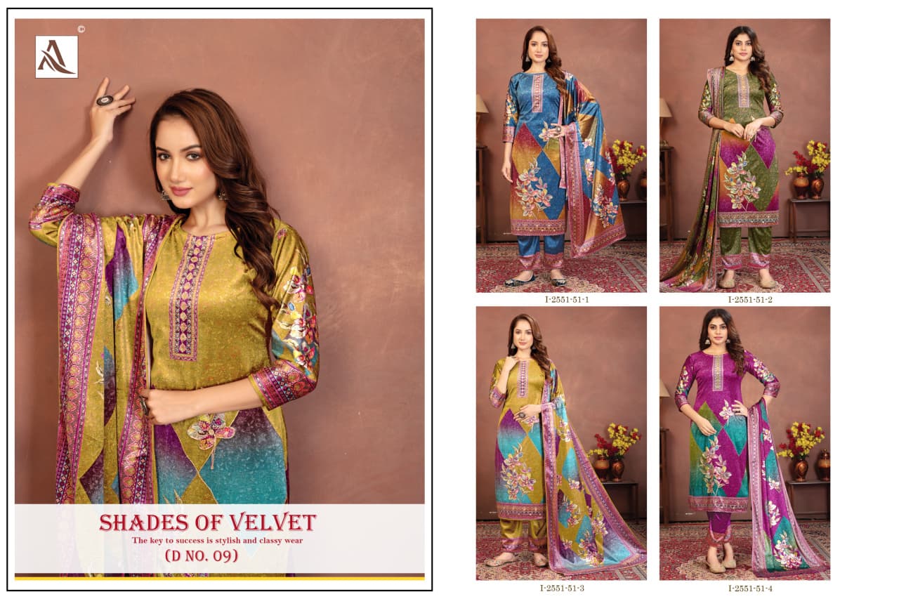 Shades Of Velvet Alok Karachi Salwar Suits Supplier Gujarat