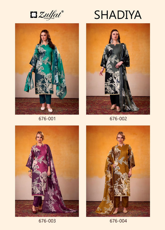 Shadiya Zulfat Designer Jam Cotton Karachi Salwar Suits Manufacturer India