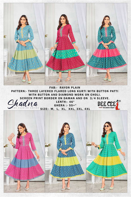 Shadna Deecee Rayon Anarkali Kurtis Exporter
