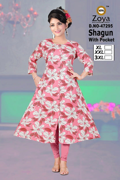 Shagun 0608 Zoya Rayon Kurti With Pocket Manufacturer Gujarat