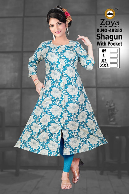 Shagun 0608 Zoya Rayon Kurti With Pocket Manufacturer Gujarat