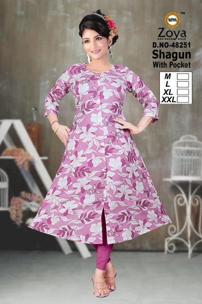 Shagun 0608 Zoya Rayon Kurti With Pocket Manufacturer Gujarat