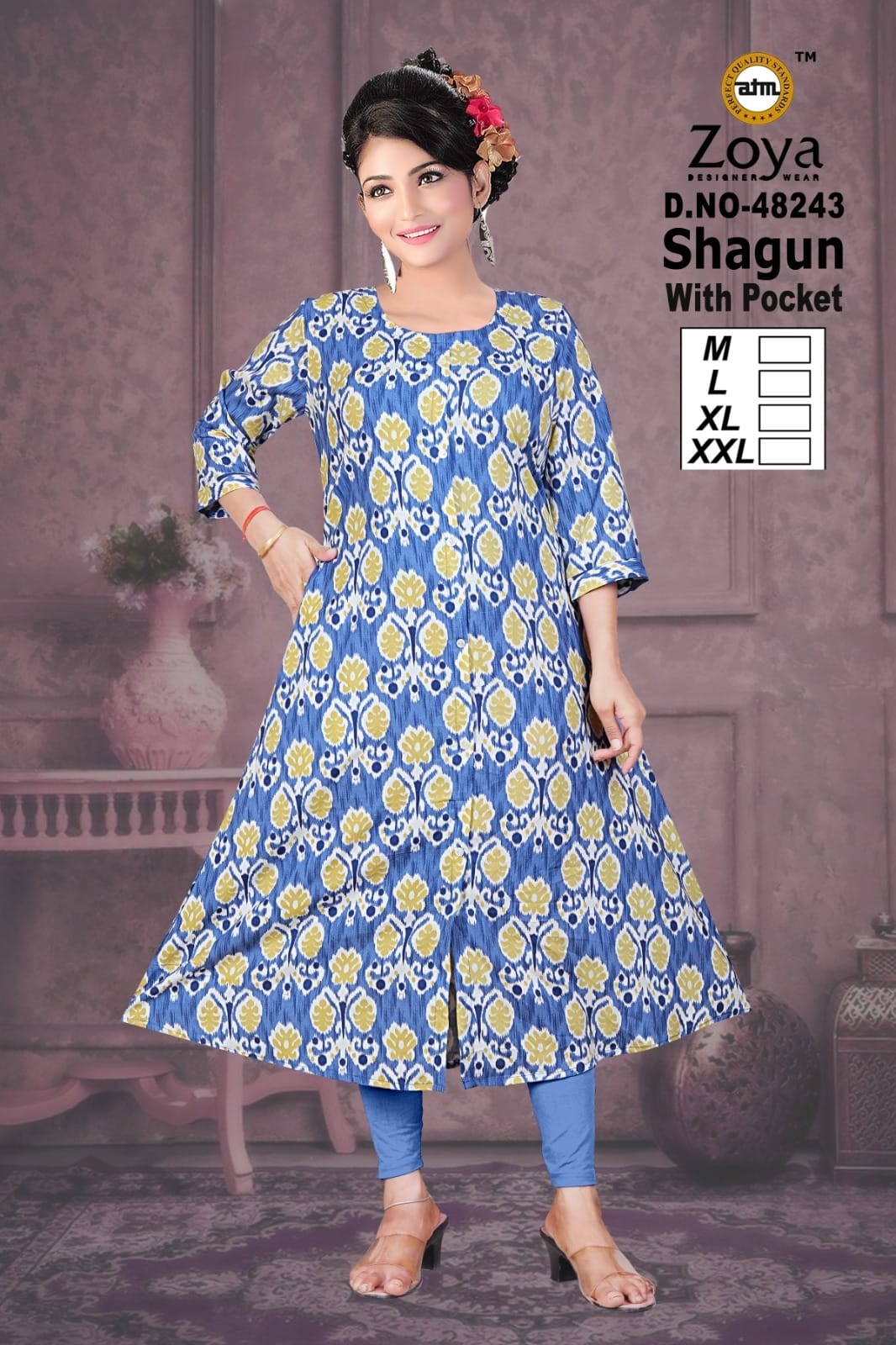 Shagun 0608 Zoya Rayon Kurti With Pocket Manufacturer Gujarat