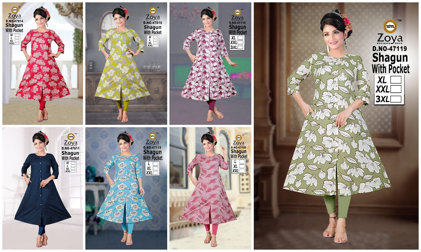 Shagun 1403 Zoya Rayon Kurti With Pocket Manufacturer