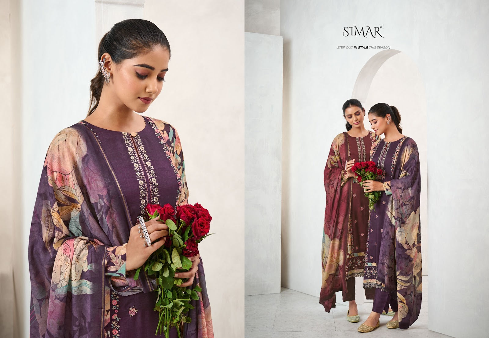 Shagun 8033 Simar Viscose Muslin Pant Style Suits Exporter Ahmedabad