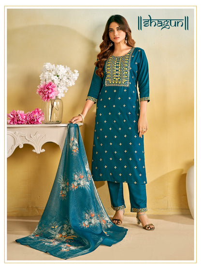 Shagun Banwery Rayon 14Kg Readymade Pant Style Suits Supplier Ahmedabad