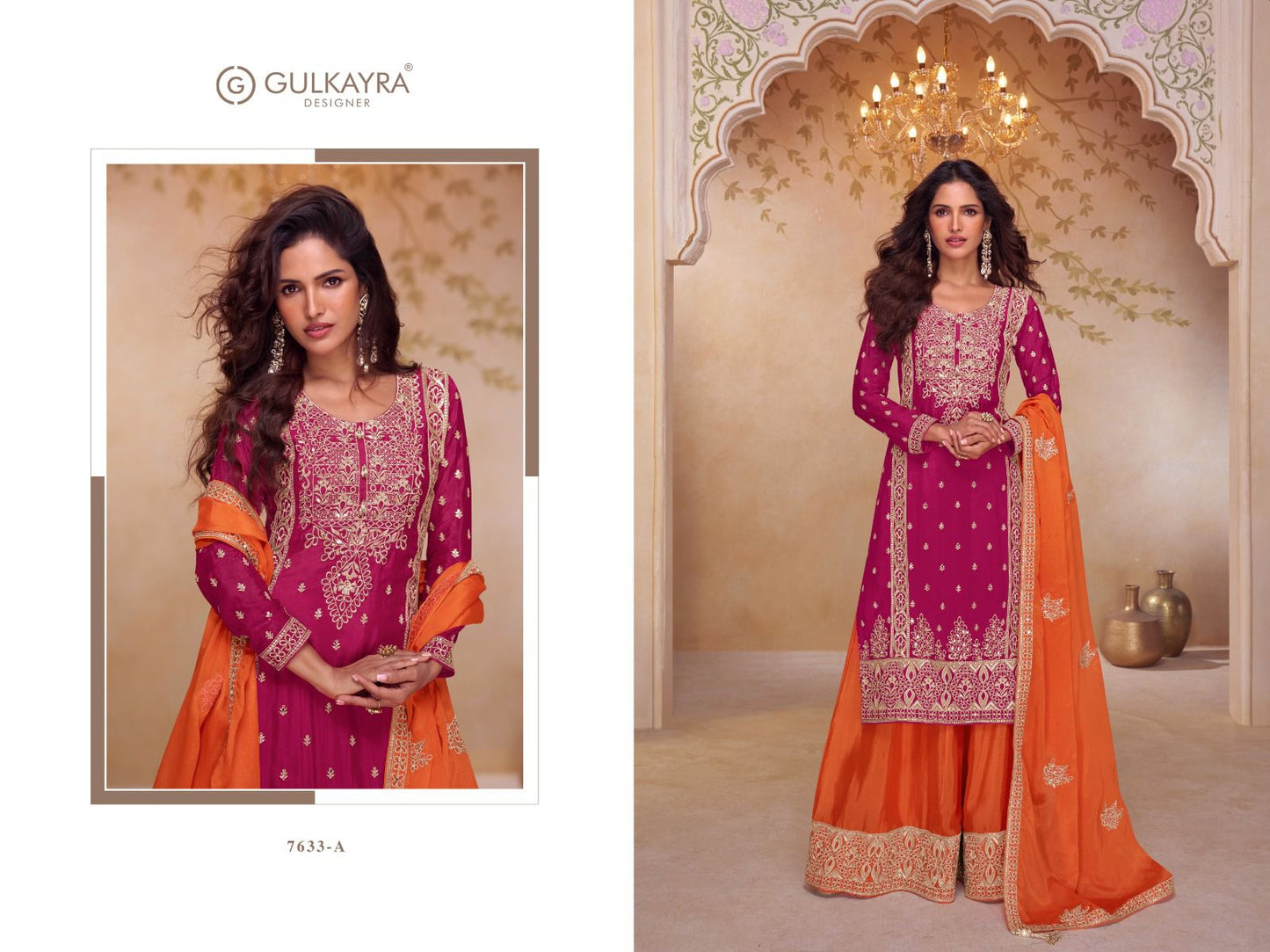 Shagun Gulkayra Designer Chinnon Readymade Plazzo Style Suits Exporter Gujarat