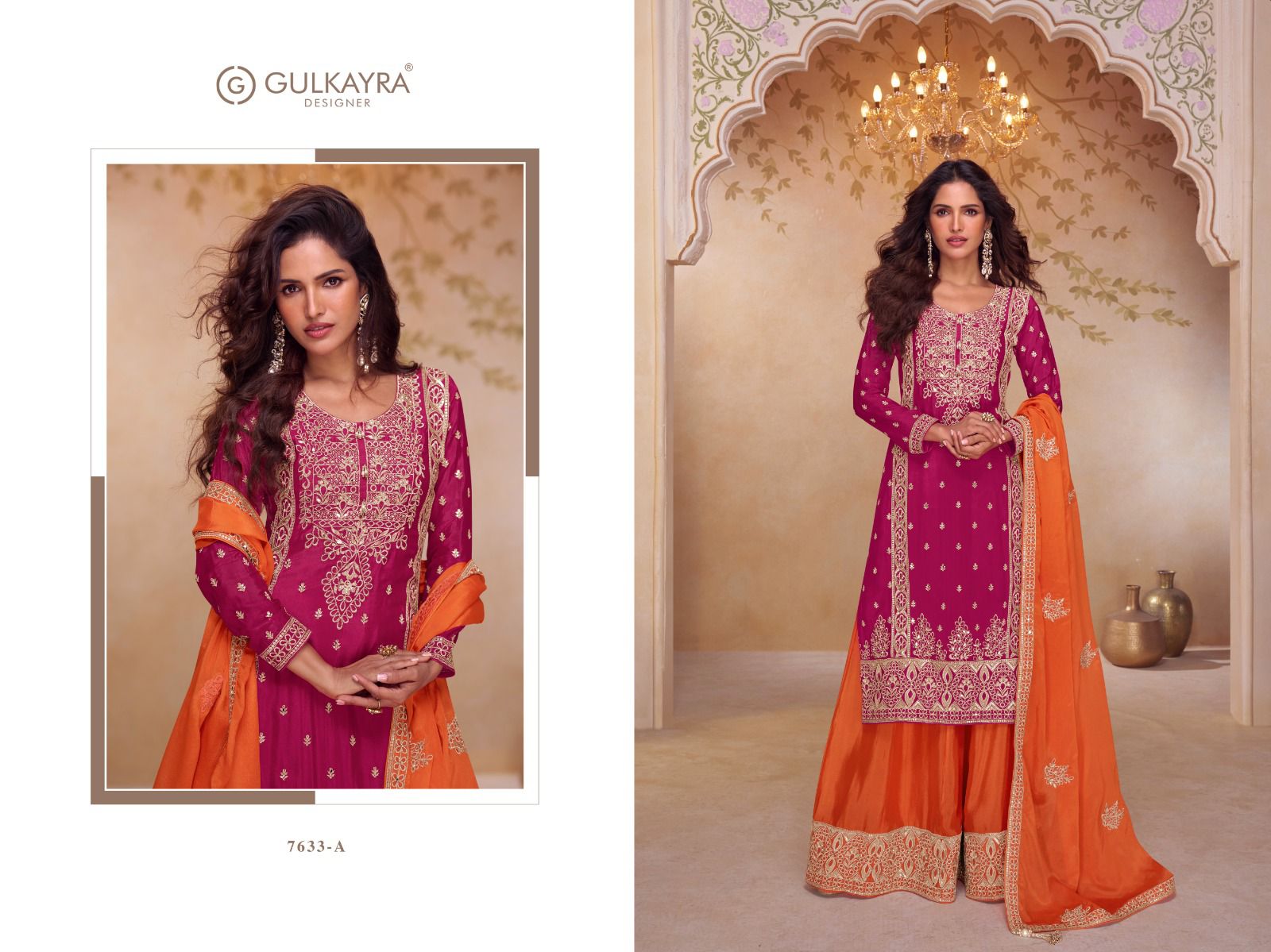 Shagun Gulkayra Designer Chinnon Readymade Plazzo Style Suits Exporter Gujarat