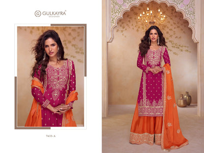Shagun Gulkayra Designer Chinnon Readymade Plazzo Style Suits Exporter Gujarat