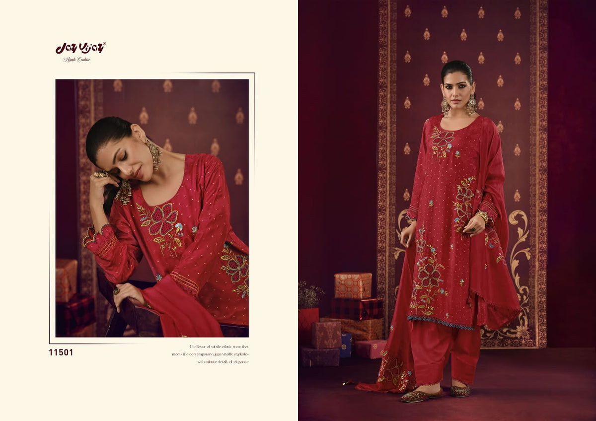 Shagun Ke Lifafe Jay Vijay Bemberg Pant Style Suits Supplier India