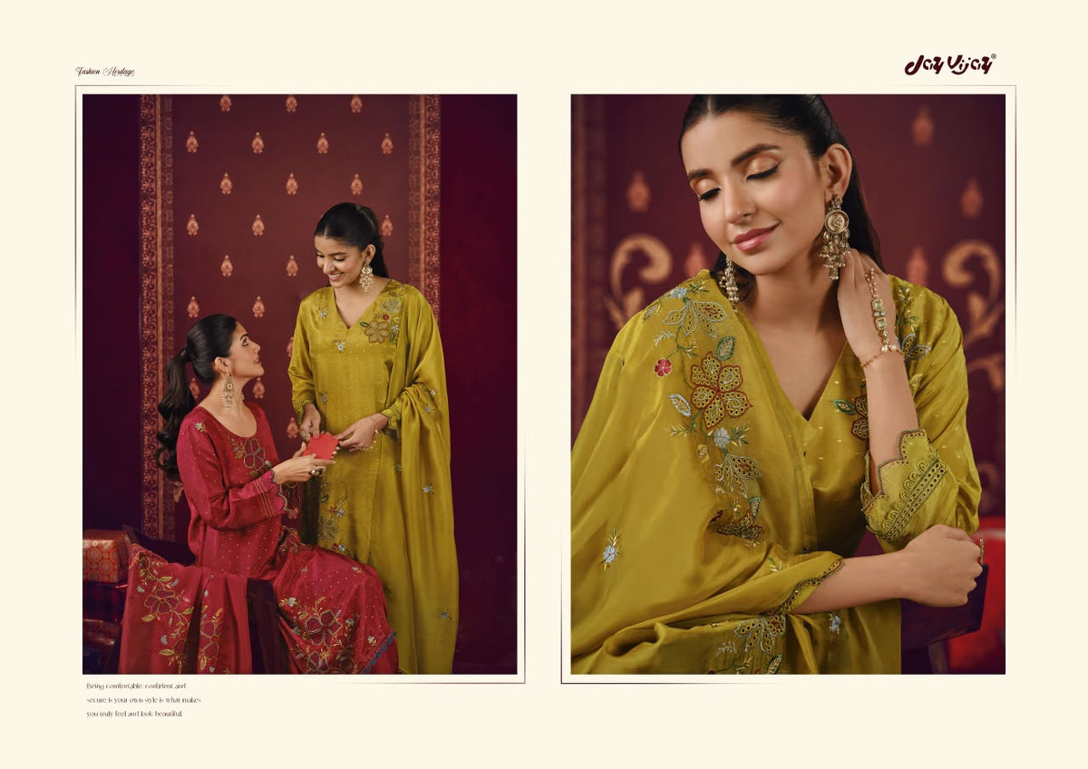Shagun Ke Lifafe Jay Vijay Bemberg Pant Style Suits Supplier India