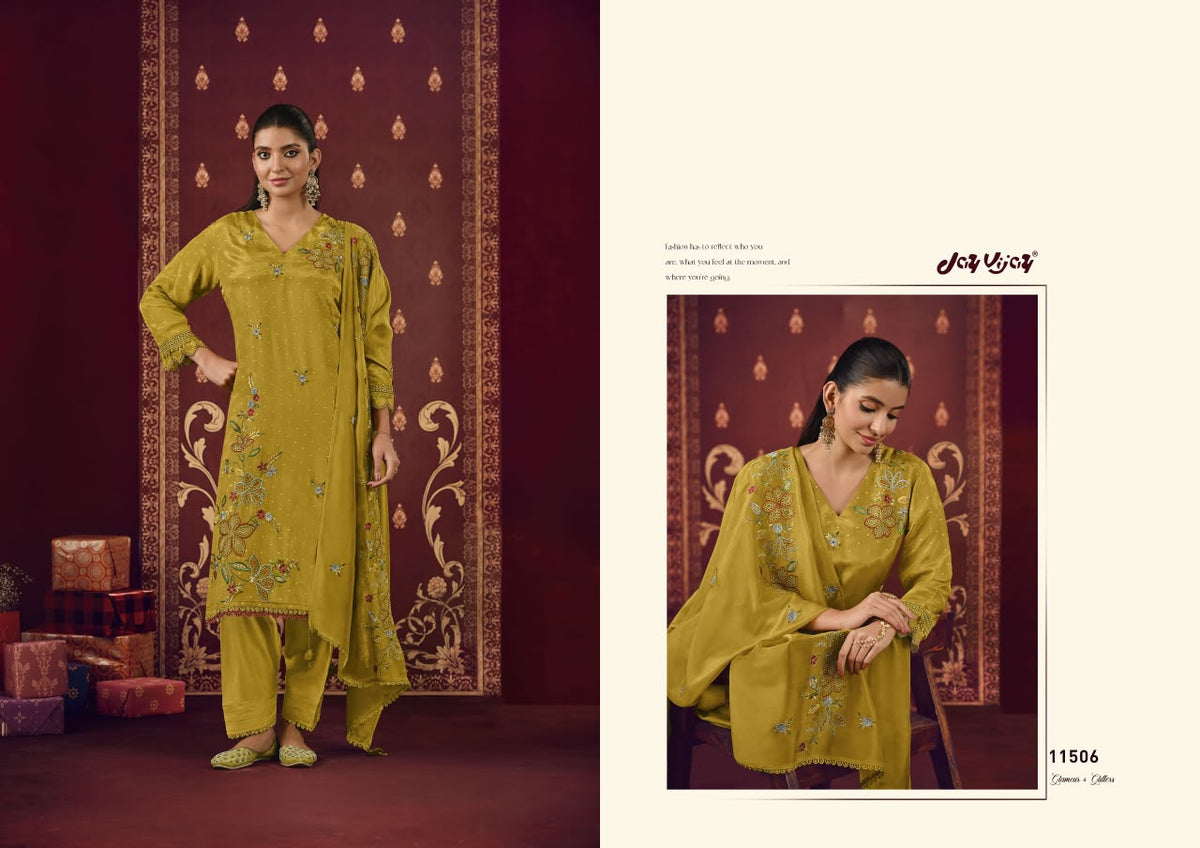 Shagun Ke Lifafe Jay Vijay Bemberg Pant Style Suits Supplier India