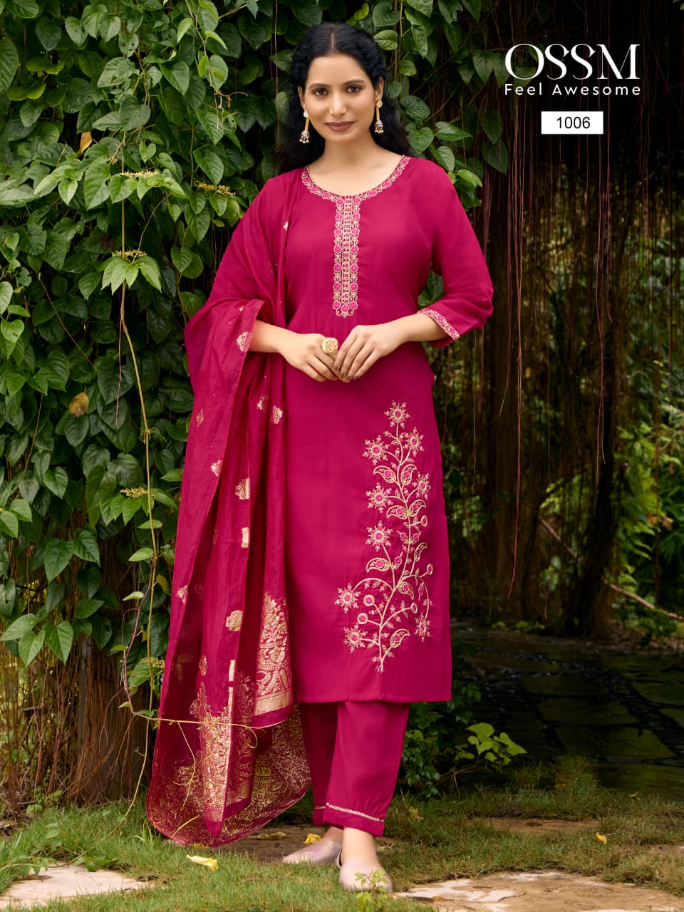 Shagun Ossm Roman Silk Readymade Pant Style Suits Wholesale Price