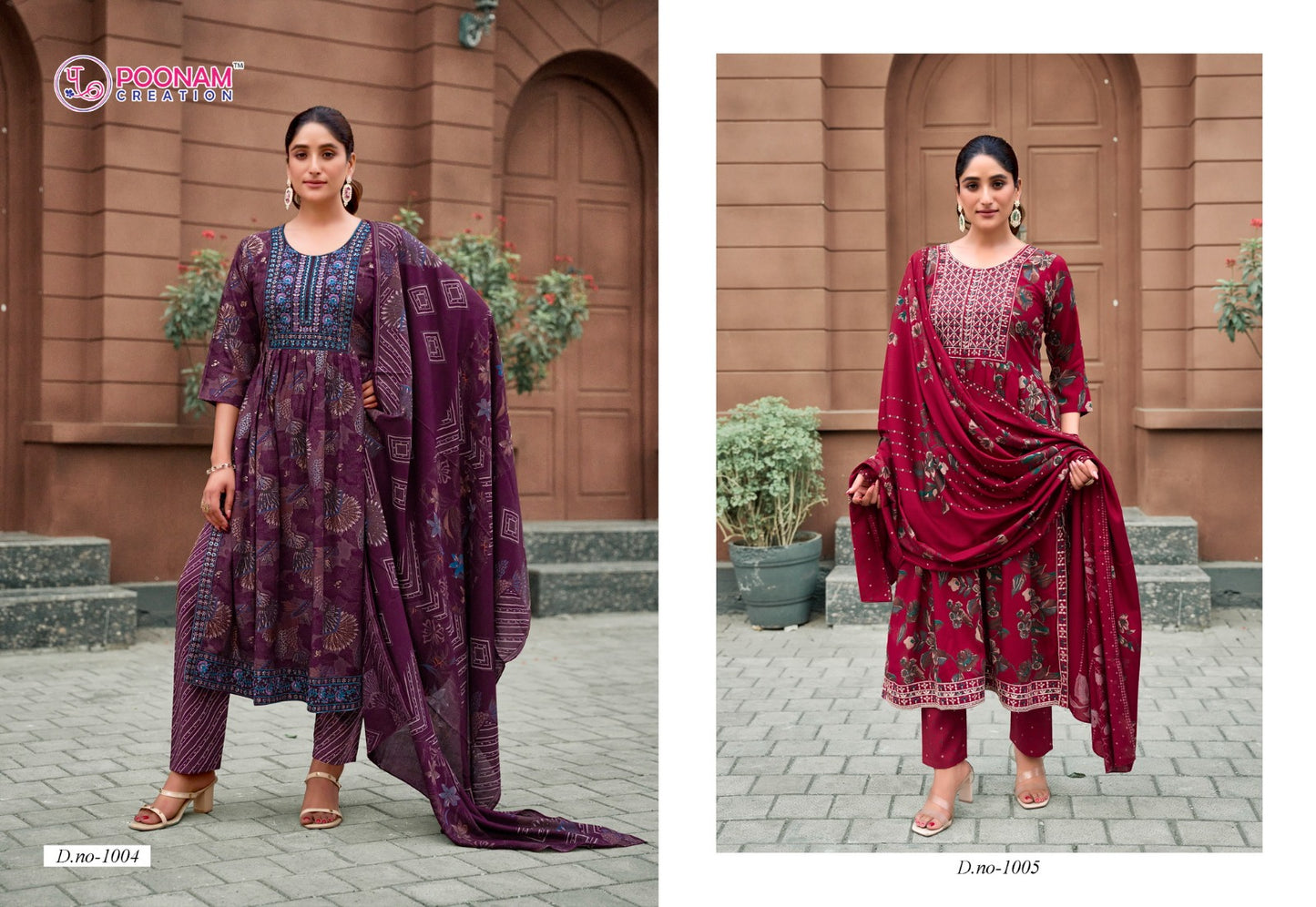 Shagun Poonam Creation Heavy Reyon Readymade Pant Style Suits Exporter Gujarat