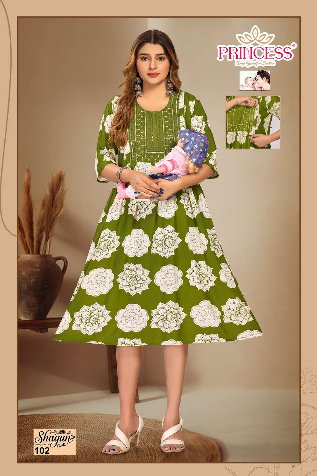 Shagun Princess Creation Rayon Feeding Kurtis Manufacturer Gujarat