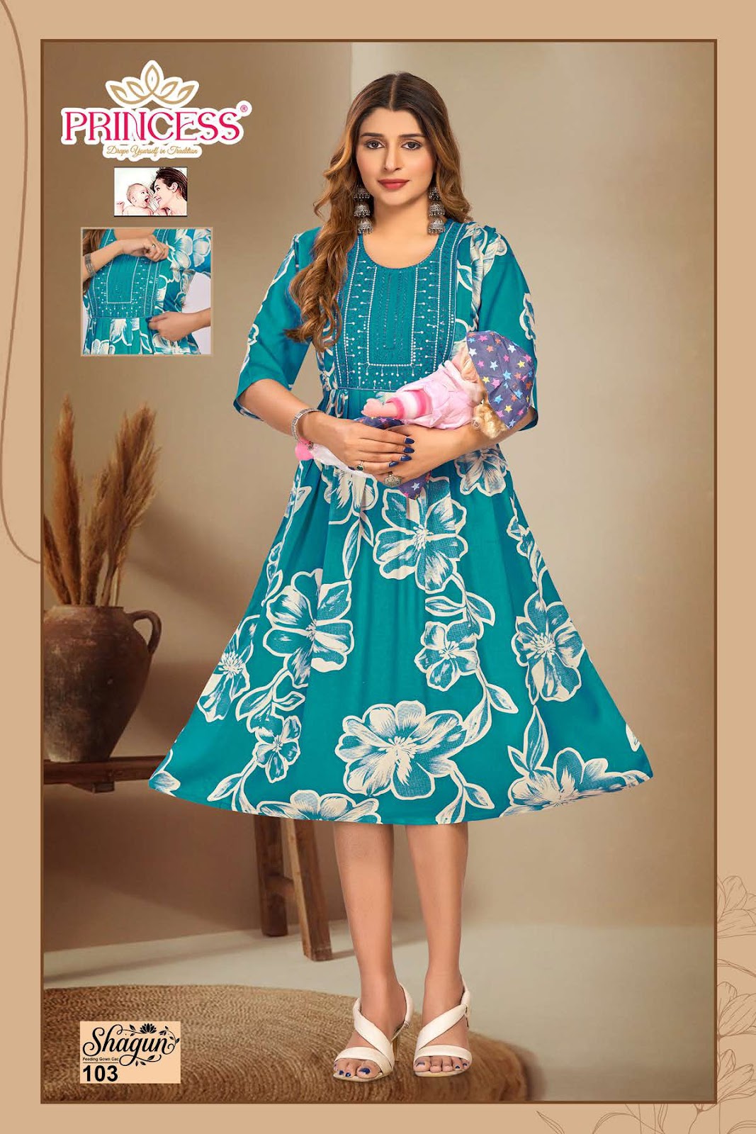 Shagun Princess Creation Rayon Feeding Kurtis Manufacturer Gujarat