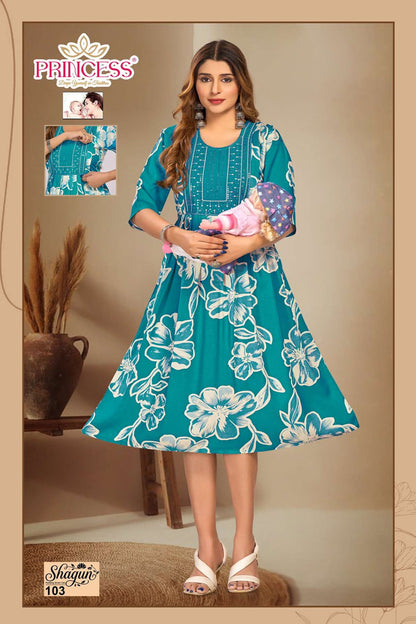 Shagun Princess Creation Rayon Feeding Kurtis Manufacturer Gujarat