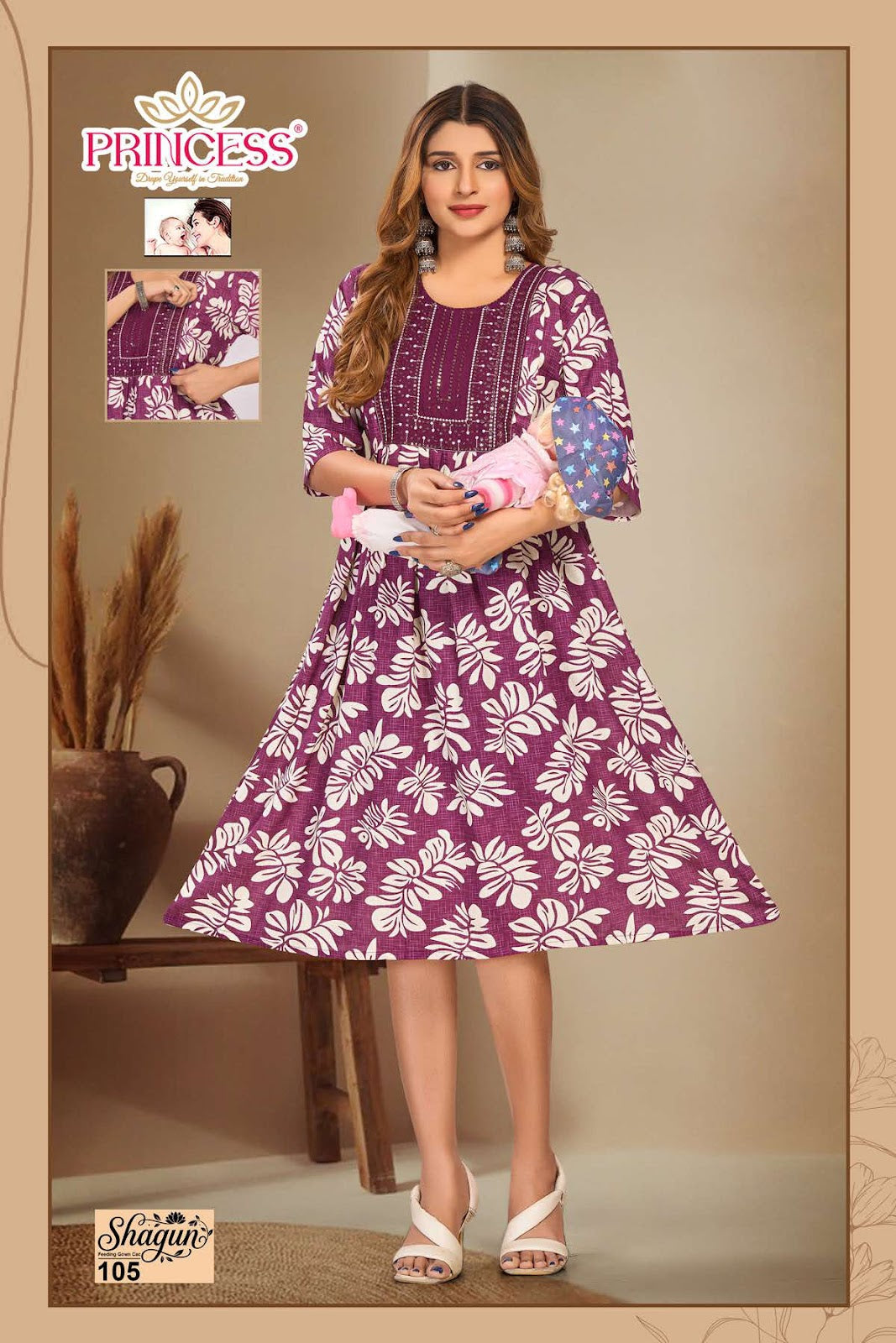 Shagun Princess Creation Rayon Feeding Kurtis Manufacturer Gujarat