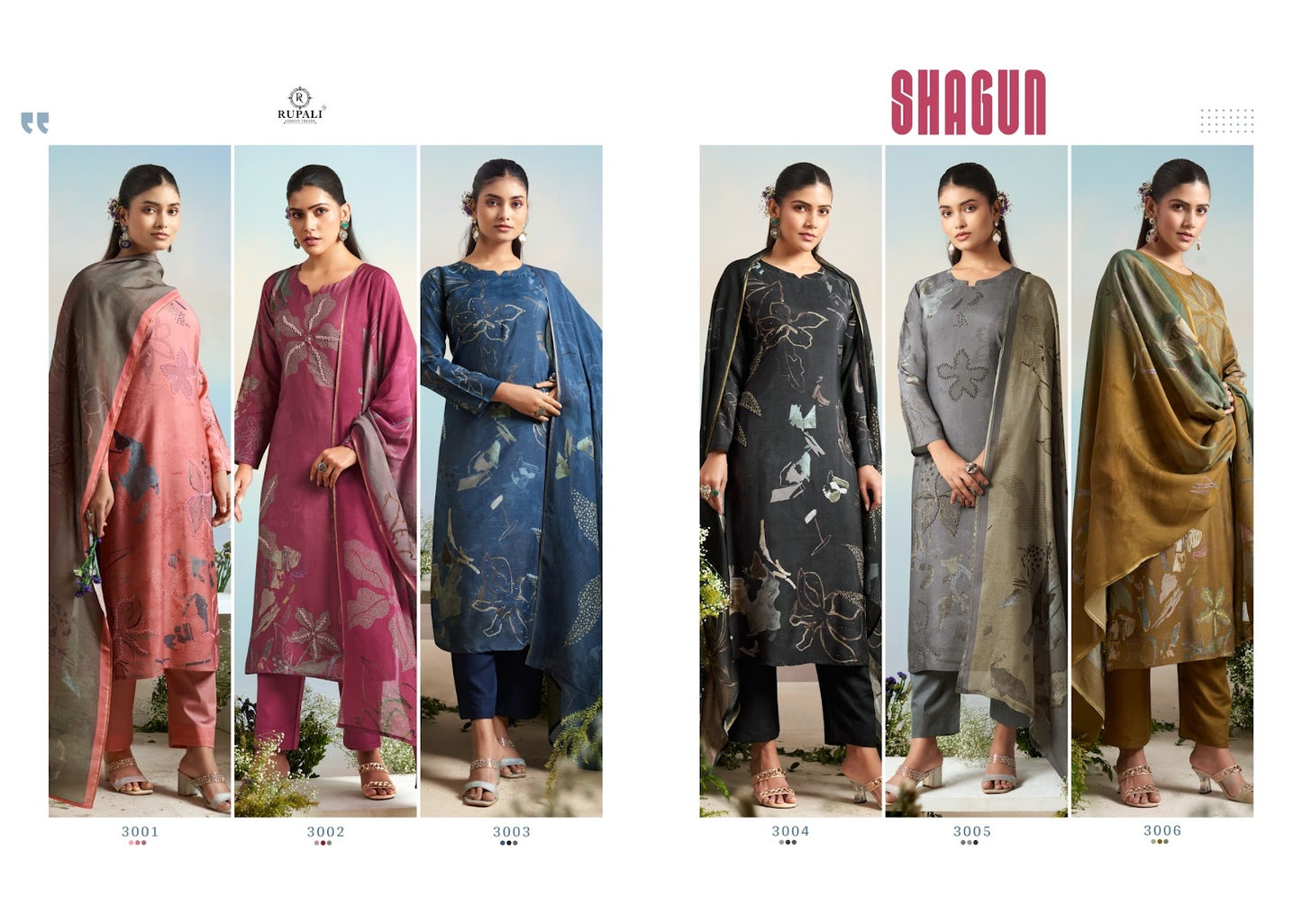 Shagun Rupali Pure Viscose Muslin Pant Style Suits Manufacturer