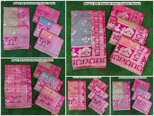 Shagun Silk Swaroski Hans Creation Sarees Supplier India