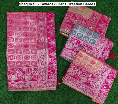 Shagun Silk Swaroski Hans Creation Sarees Supplier India