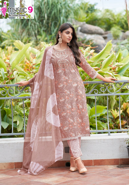 Shagun Vol 12 Mystic 9 Rayon Capsule Readymade Pant Style Suits Exporter Ahmedabad