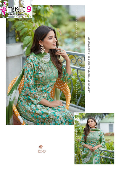 Shagun Vol 12 Mystic 9 Rayon Capsule Readymade Pant Style Suits Exporter Ahmedabad