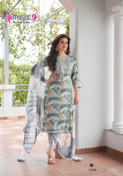 Shagun Vol 12 Mystic 9 Rayon Capsule Readymade Pant Style Suits Exporter Ahmedabad