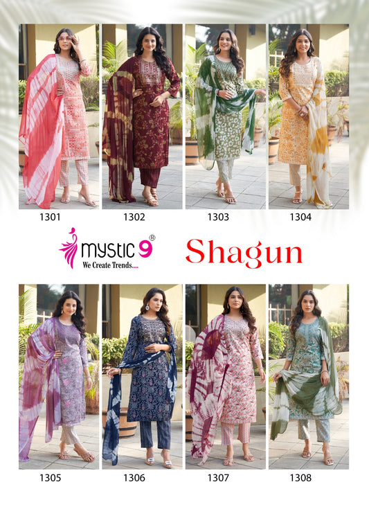 Shagun Vol 13 Mystic 9 Rayon Capsule Readymade Pant Style Suits Wholesale Rate