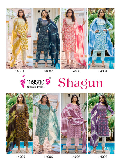 Shagun Vol 14 Mystic 9 Rayon Capsule Readymade Pant Style Suits Wholesale Price