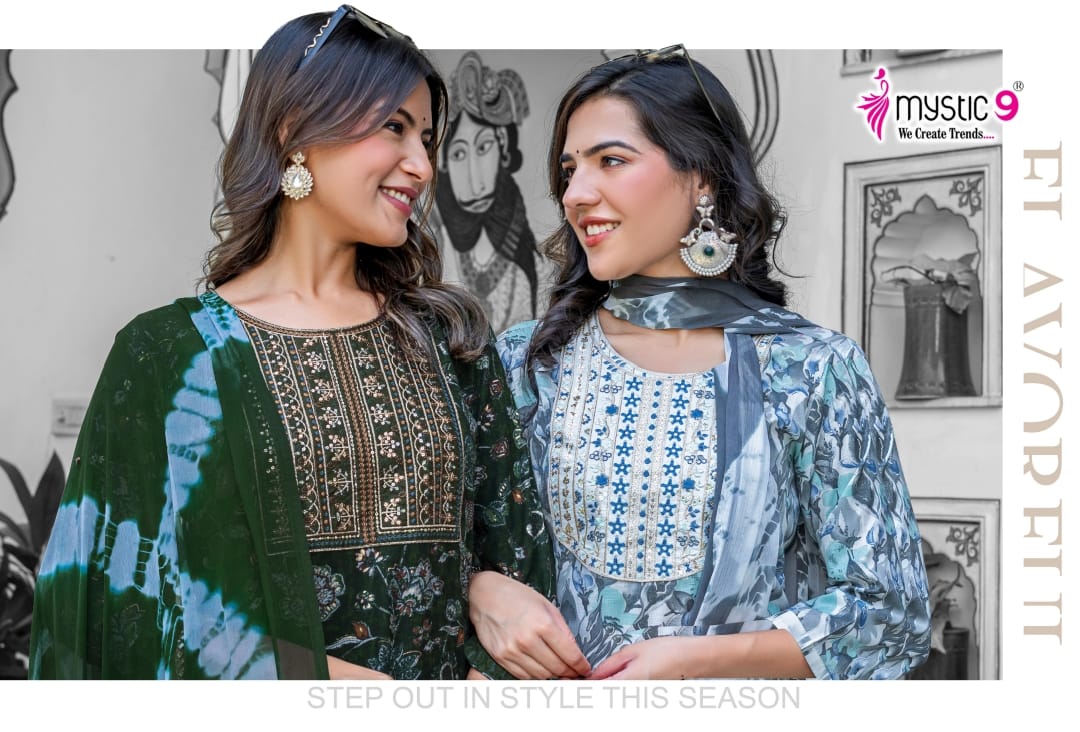 Shagun Vol 18 Mystic 9 Rayon Capsule Readymade Pant Style Suits Exporter