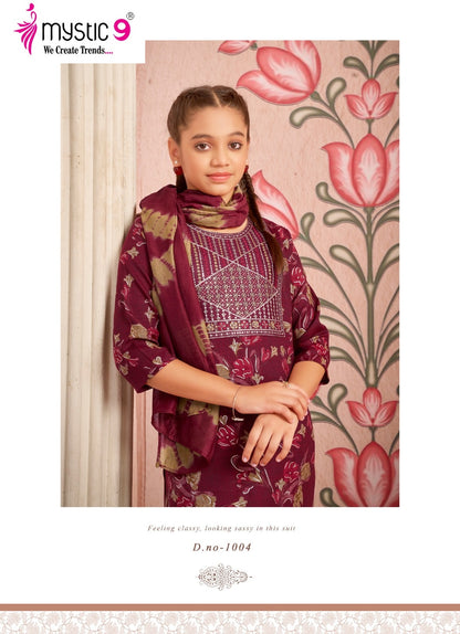 Shagun Vol 1 Mystic 9 Rayon Capsule Girls Readymade Pant Suits Manufacturer India