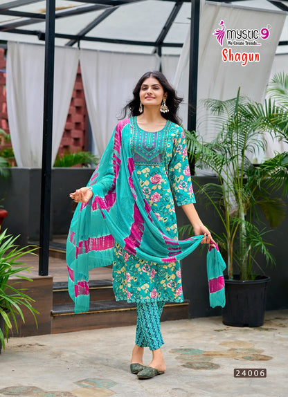 Shagun Vol 24 Mystic 9 Rayon Capsule Readymade Pant Style Suits Supplier India