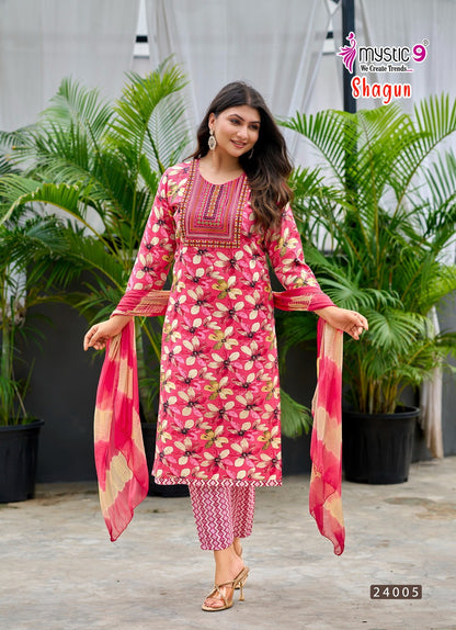Shagun Vol 24 Mystic 9 Rayon Capsule Readymade Pant Style Suits Supplier India
