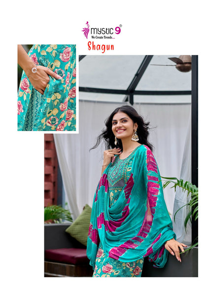 Shagun Vol 24 Mystic 9 Rayon Capsule Readymade Pant Style Suits Supplier India