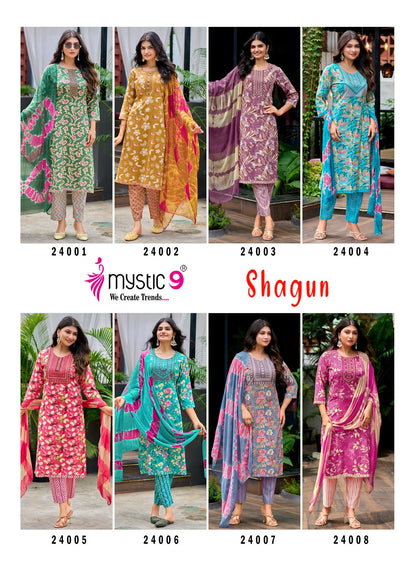 Shagun Vol 24 Mystic 9 Rayon Capsule Readymade Pant Style Suits Supplier India