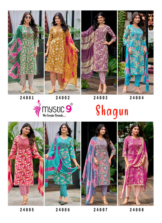 Shagun Vol 24 Mystic 9 Rayon Capsule Readymade Pant Style Suits Supplier India
