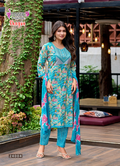Shagun Vol 24 Mystic 9 Rayon Capsule Readymade Pant Style Suits Supplier India