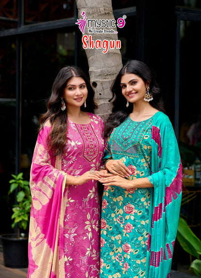 Shagun Vol 24 Mystic 9 Rayon Capsule Readymade Pant Style Suits Supplier India