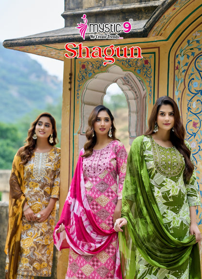 Shagun Vol 25 Mystic 9 Rayon Capsule Readymade Pant Style Suits Supplier Ahmedabad
