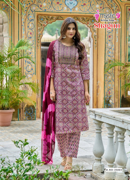 Shagun Vol 25 Mystic 9 Rayon Capsule Readymade Pant Style Suits Supplier Ahmedabad