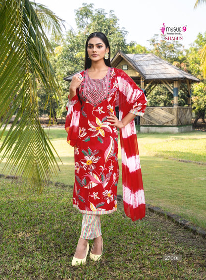 Shagun Vol 27 Mystic 9 Rayon Readymade Pant Style Suits Exporter