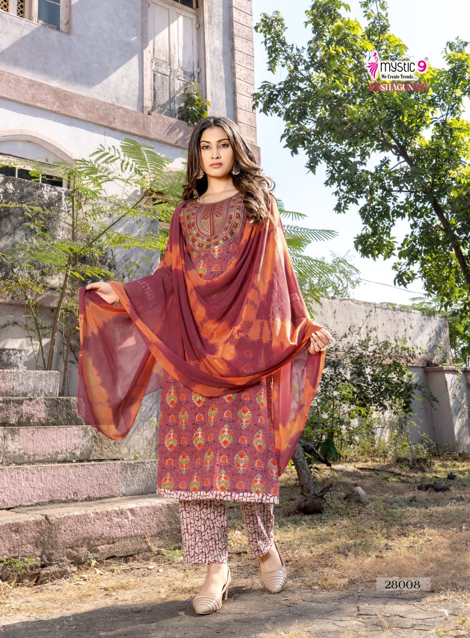 Shagun Vol 28 Mystic 9 Rayon Readymade Pant Style Suits Wholesale Price