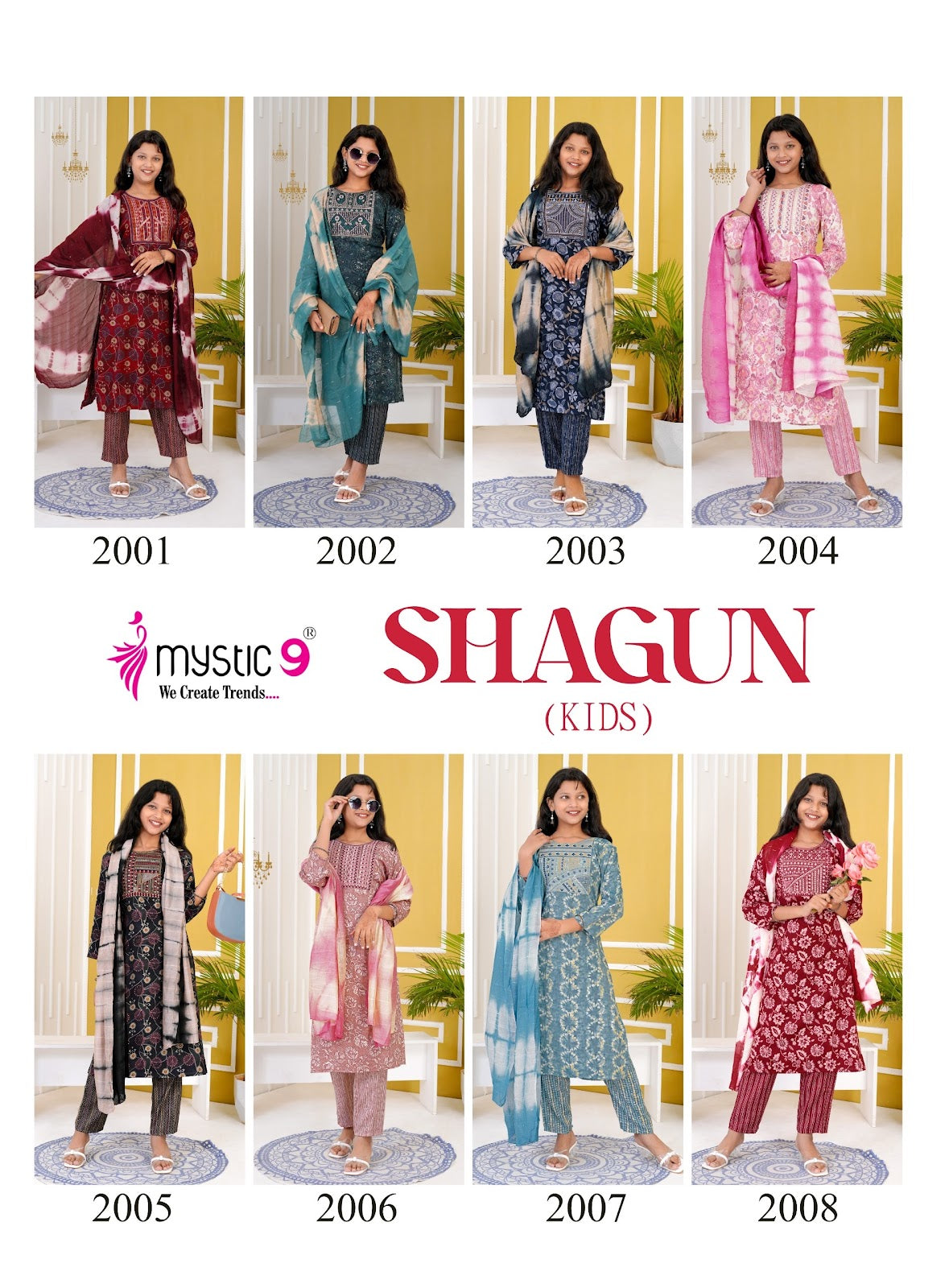 Shagun Vol 2 Mystic 9 Rayon Girls Readymade Pant Suits Manufacturer Ahmedabad