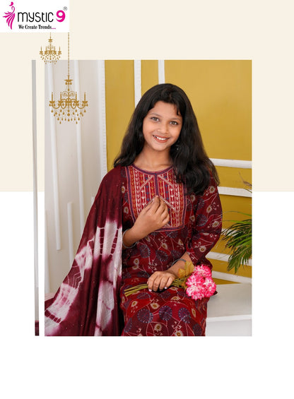 Shagun Vol 2 Mystic 9 Rayon Girls Readymade Pant Suits Manufacturer Ahmedabad