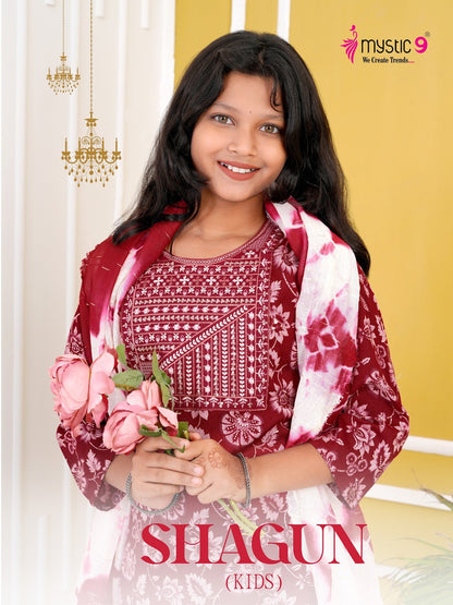 Shagun Vol 2 Mystic 9 Rayon Girls Readymade Pant Suits Manufacturer Ahmedabad